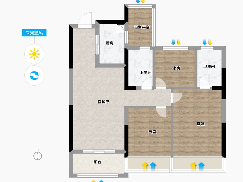 浙江省-金华市-东望文华-74.00-户型库-采光通风