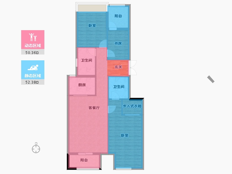 浙江省-湖州市-鲁能公馆-92.60-户型库-动静分区