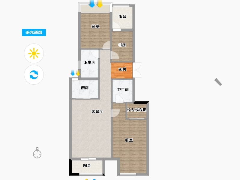 浙江省-湖州市-鲁能公馆-92.60-户型库-采光通风