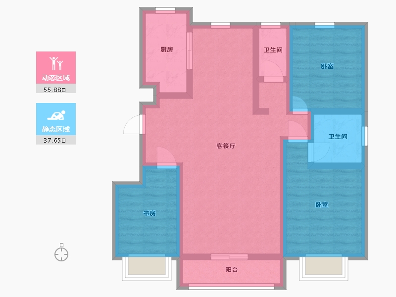 宁夏回族自治区-银川市-西湖裕景-82.03-户型库-动静分区