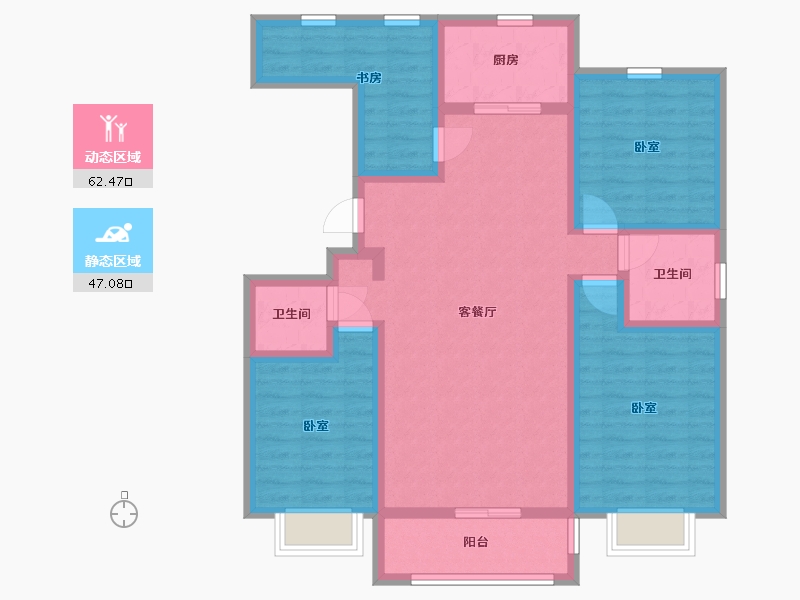 宁夏回族自治区-银川市-西湖裕景-96.40-户型库-动静分区