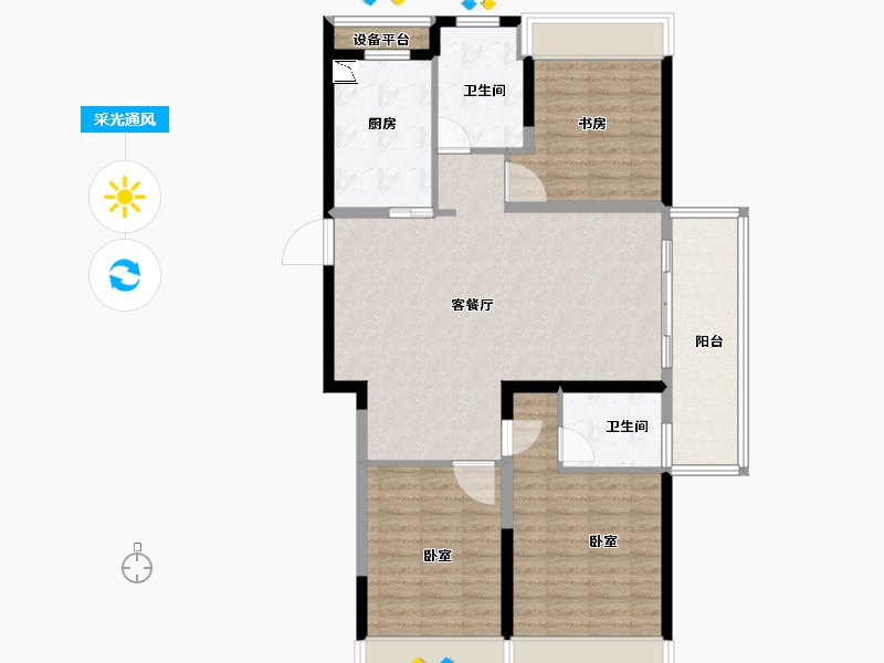 浙江省-金华市-横店南江府-101.00-户型库-采光通风