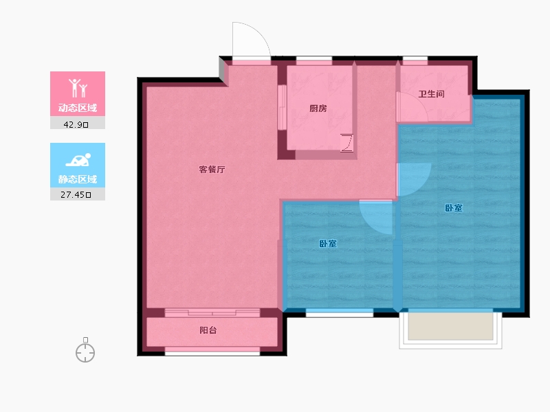 浙江省-宁波市-金色华府二期-63.00-户型库-动静分区