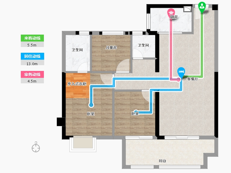 福建省-龙岩市-美伦·生态城-82.00-户型库-动静线