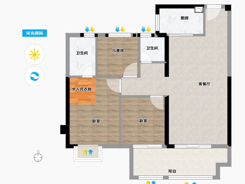 福建省-龙岩市-美伦·生态城-82.00-户型库-采光通风