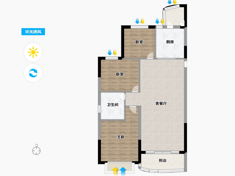 安徽省-六安市-新滨湖恒大文化旅游城-84.08-户型库-采光通风