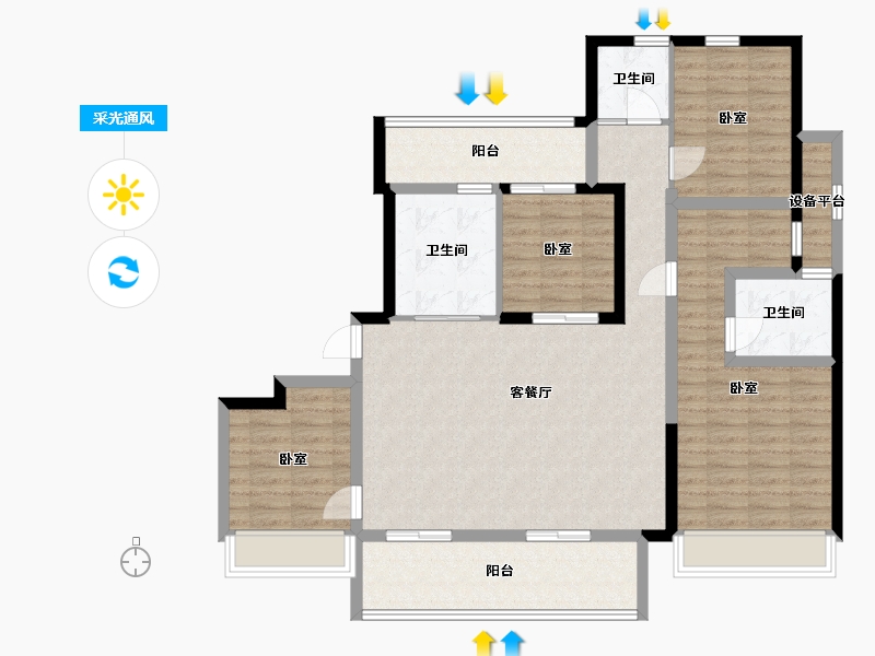 宁夏回族自治区-银川市-万科锦宸-118.57-户型库-采光通风