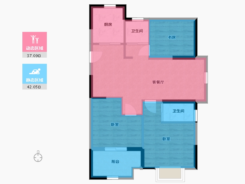 浙江省-嘉兴市-绿城·钱塘印月-70.77-户型库-动静分区