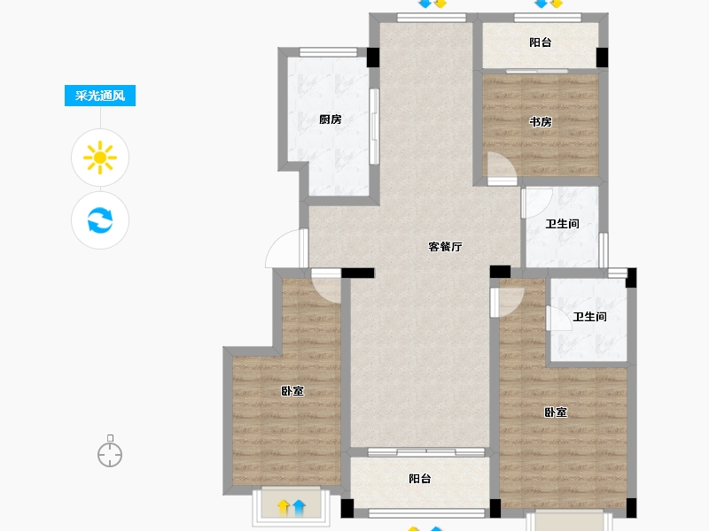 浙江省-衢州市-清泰半山半岛-102.40-户型库-采光通风