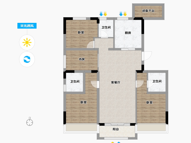 浙江省-湖州市-融创·江南桃源-108.17-户型库-采光通风