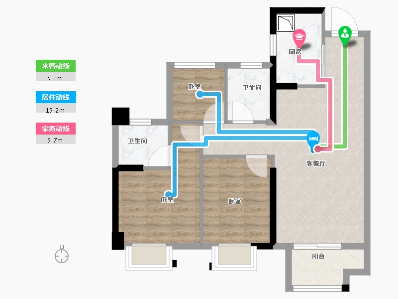 福建省-龙岩市-龙地·东尚湾-70.00-户型库-动静线