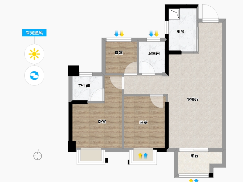 福建省-龙岩市-龙地·东尚湾-70.00-户型库-采光通风