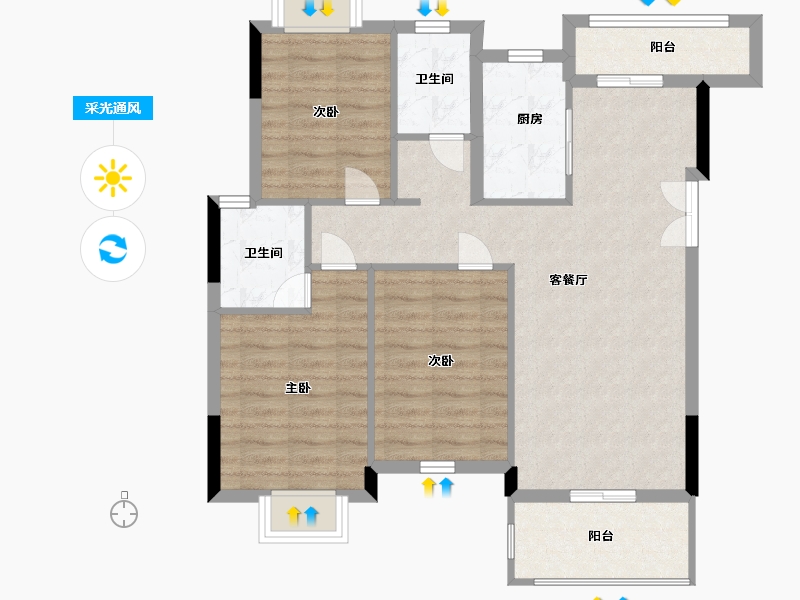 江西省-南昌市-淘鑫未未来-86.00-户型库-采光通风