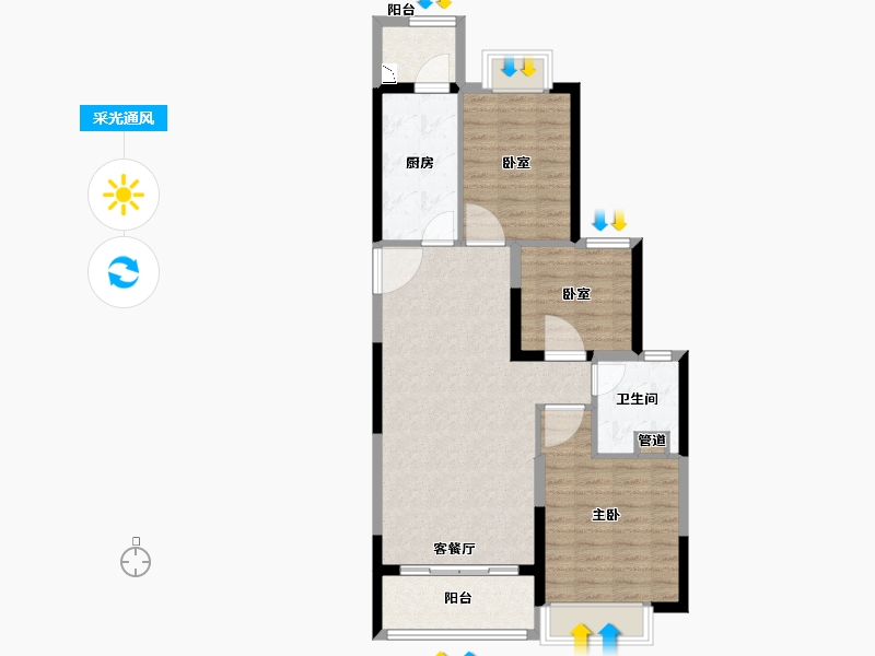 浙江省-宁波市-宁波恒大御海天下-84.00-户型库-采光通风