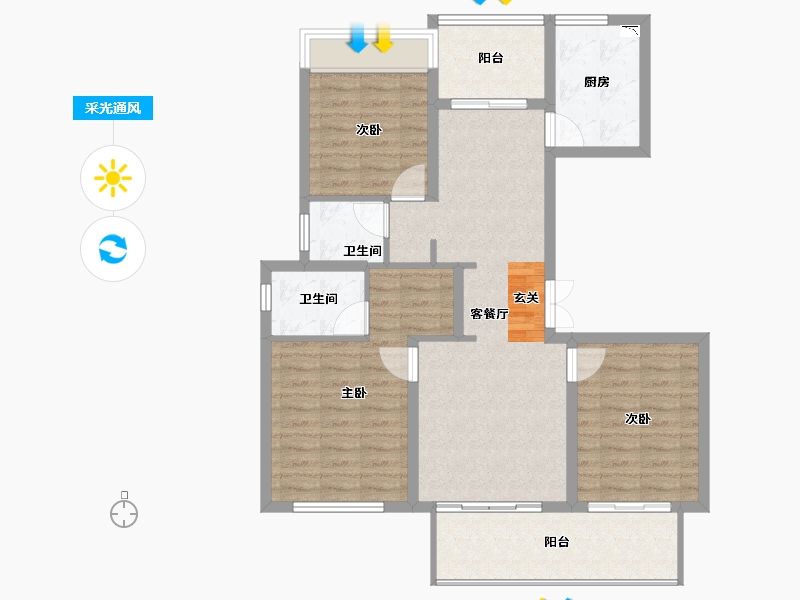 安徽省-阜阳市-同昇·西溪玫瑰-96.00-户型库-采光通风