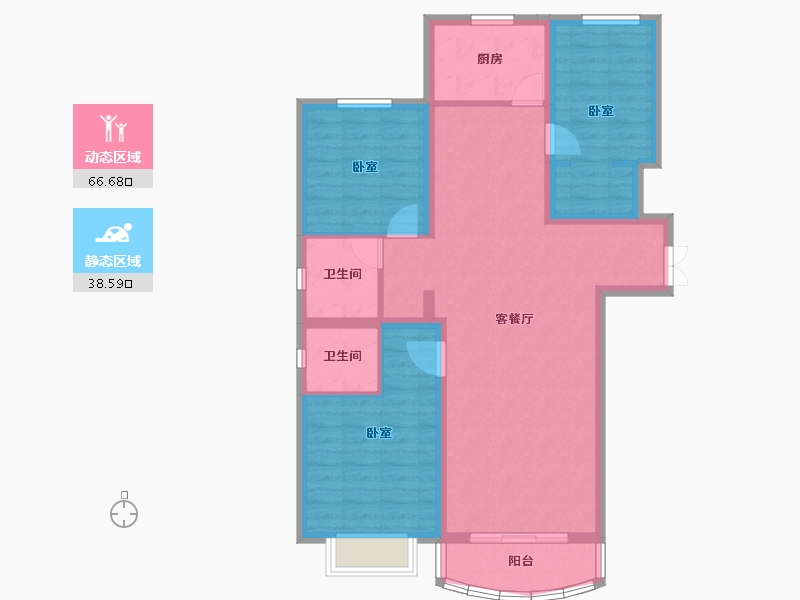 新疆维吾尔自治区-乌鲁木齐市-力鼎新城玺悦-94.35-户型库-动静分区