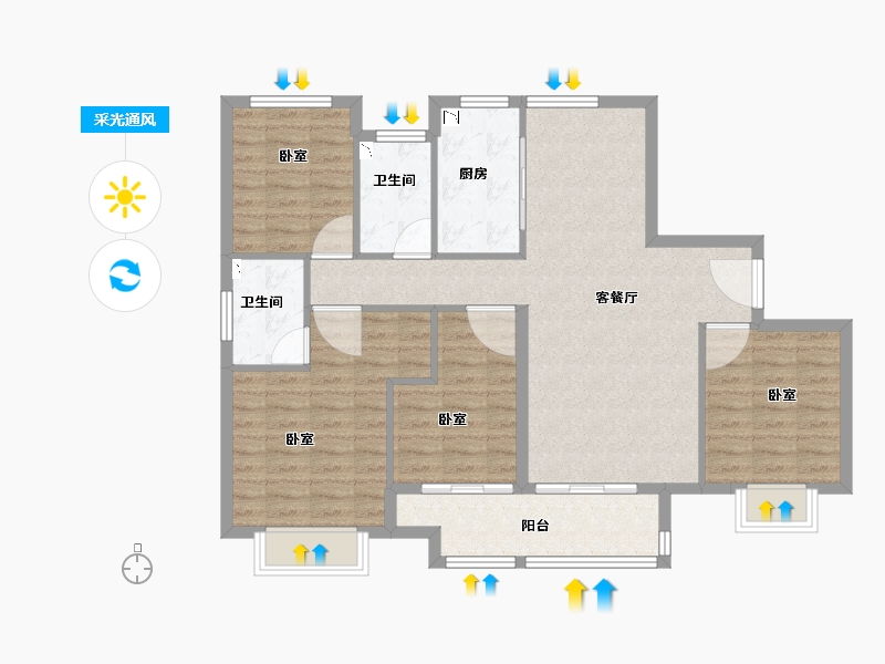 浙江省-丽水市-中骏建杭·璟园-99.82-户型库-采光通风