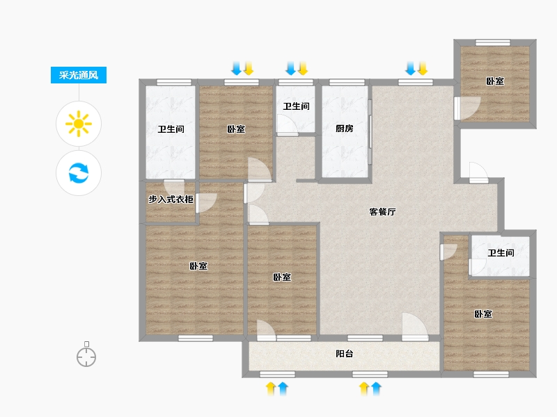 宁夏回族自治区-银川市-汇融静园-155.90-户型库-采光通风