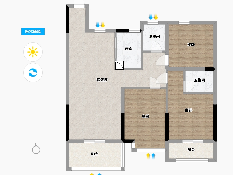 江西省-南昌市-九洲华府-89.00-户型库-采光通风