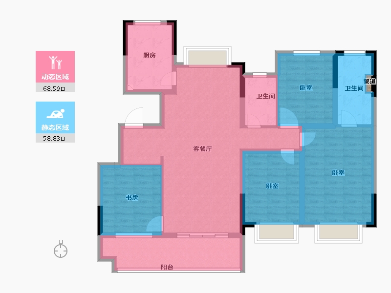 浙江省-宁波市-溪悦江南大院-113.99-户型库-动静分区