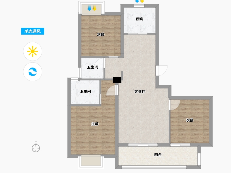 江西省-南昌市-文一锦门香溪南岸-83.20-户型库-采光通风