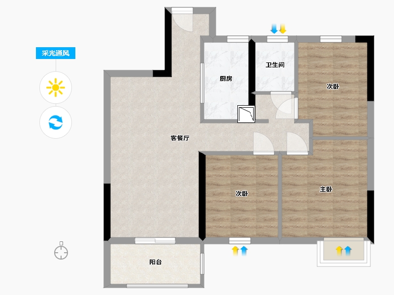 江西省-南昌市-新力公园壹号-71.00-户型库-采光通风