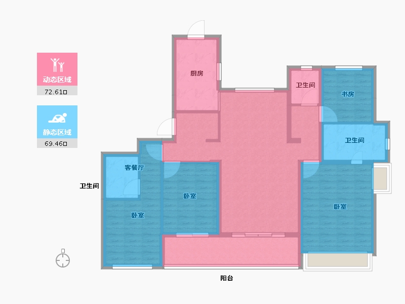 浙江省-杭州市-杭州富力中心-127.99-户型库-动静分区