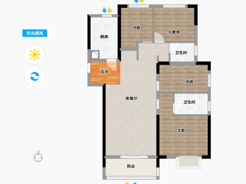 江西省-南昌市-保利洪都里-102.40-户型库-采光通风