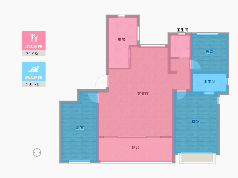 浙江省-杭州市-杭州富力中心-110.99-户型库-动静分区