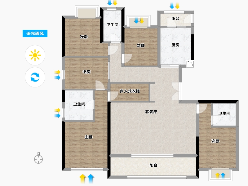 江西省-南昌市-蓝光雍锦半岛-143.87-户型库-采光通风