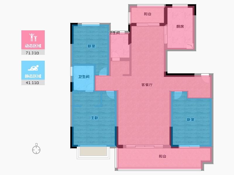 安徽省-六安市-汇玺·学府壹号院-99.93-户型库-动静分区