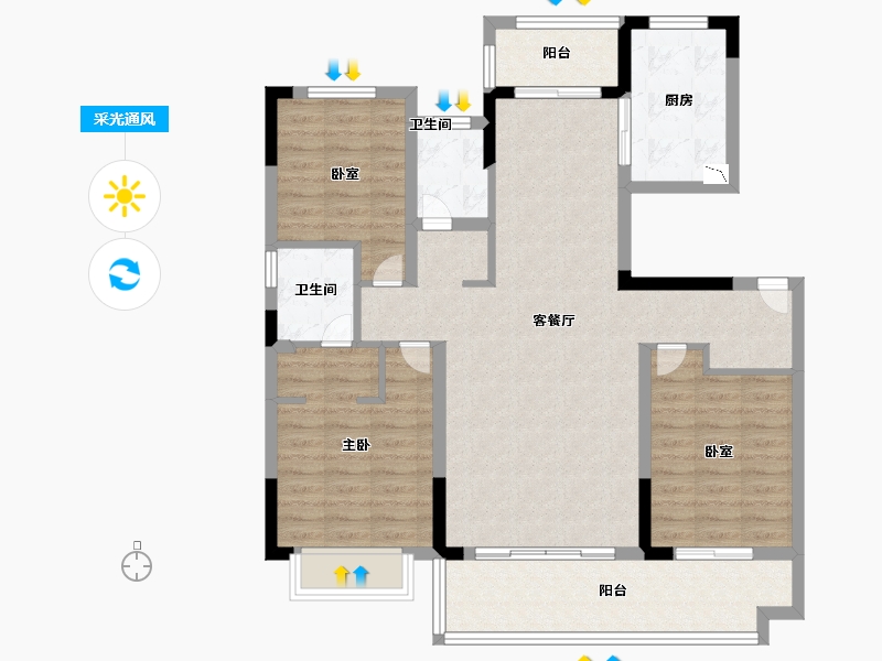 安徽省-六安市-汇玺·学府壹号院-99.93-户型库-采光通风