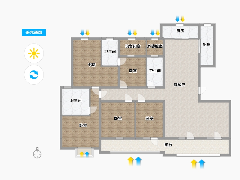 宁夏回族自治区-银川市-世茂·璀璨凡高-186.40-户型库-采光通风