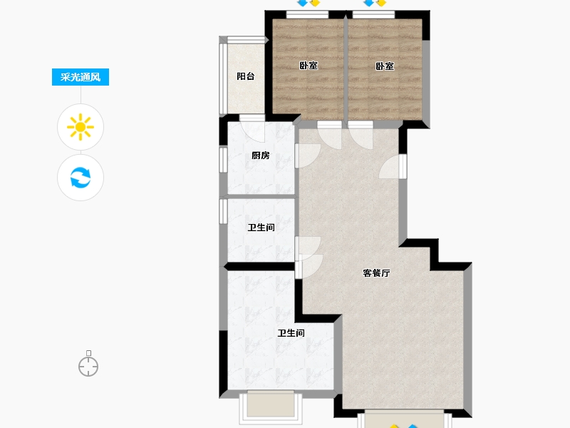 吉林省-辽源市-四平恒大首府-72.75-户型库-采光通风