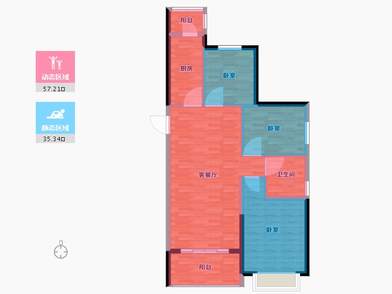 江苏省-镇江市-恒大港悦庭-83.90-户型库-动静分区