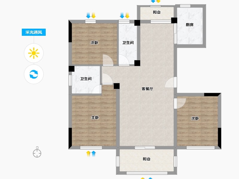 江西省-南昌市-东投阳光城-99.50-户型库-采光通风