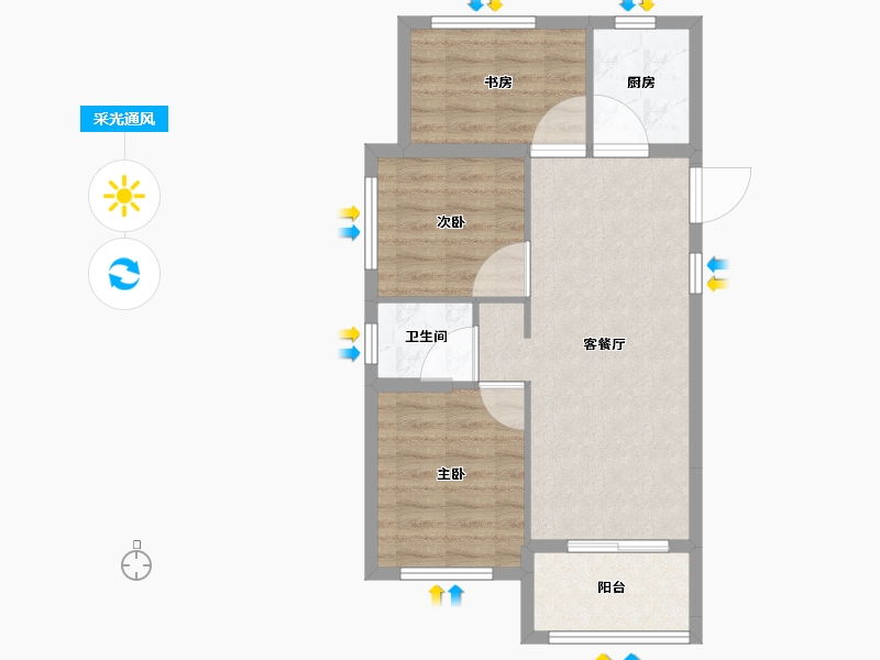 福建省-漳州市-阳光城大唐翡丽印象-64.65-户型库-采光通风