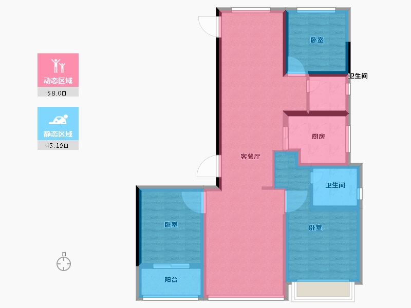 浙江省-杭州市-杭州富力中心-92.00-户型库-动静分区