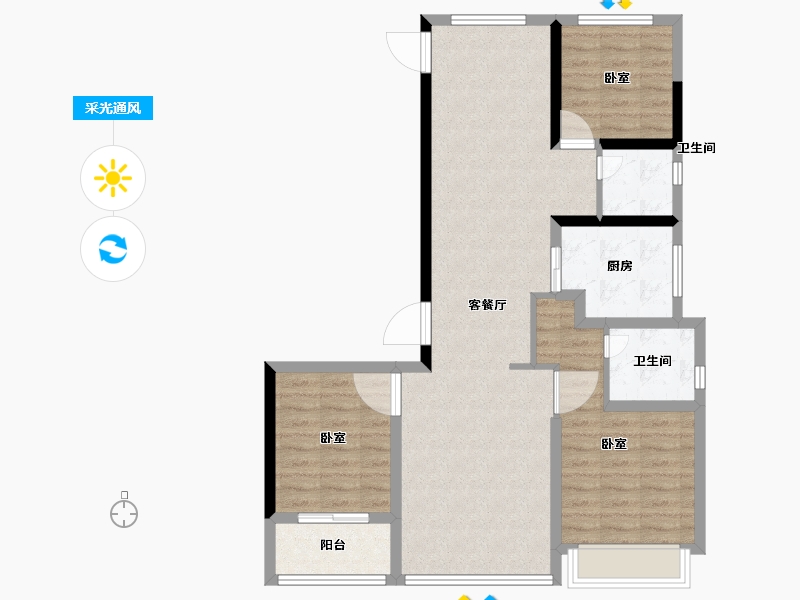 浙江省-杭州市-杭州富力中心-92.00-户型库-采光通风