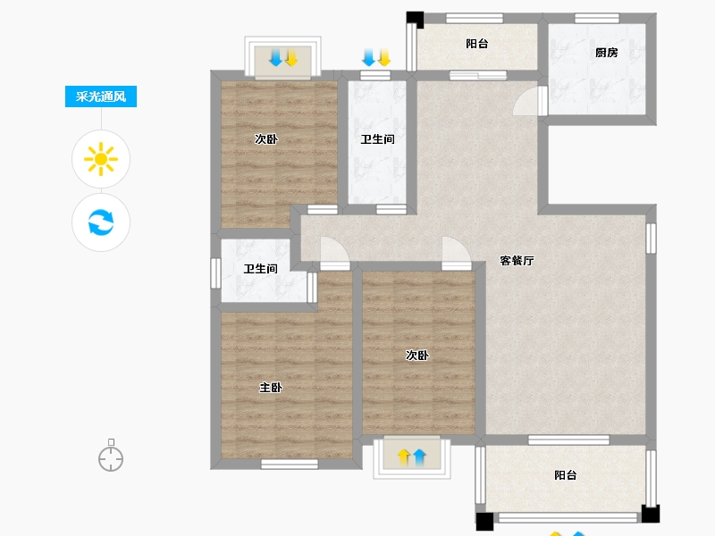 江西省-九江市-枭阳·未来城-96.00-户型库-采光通风