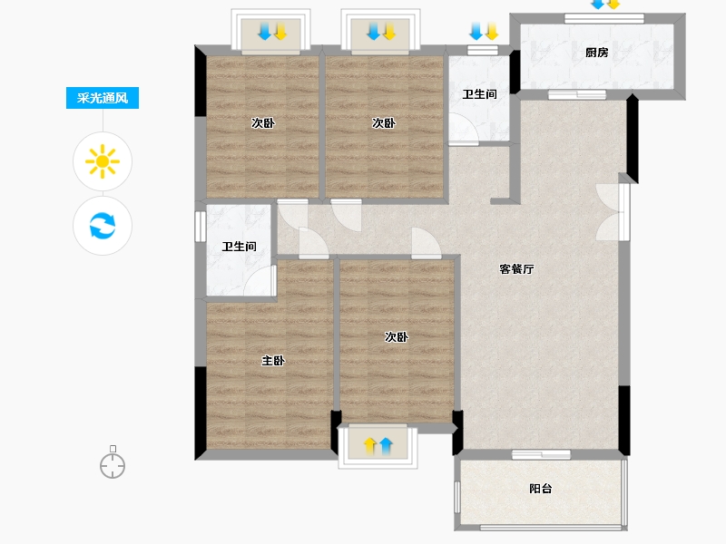 江西省-南昌市-淘鑫未未来-93.70-户型库-采光通风