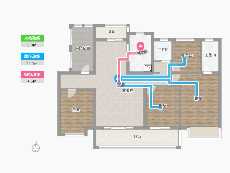 浙江省-宁波市-半山美庐-113.00-户型库-动静线