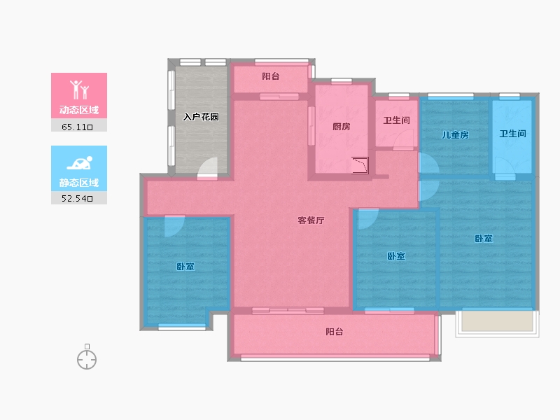 浙江省-宁波市-半山美庐-113.00-户型库-动静分区