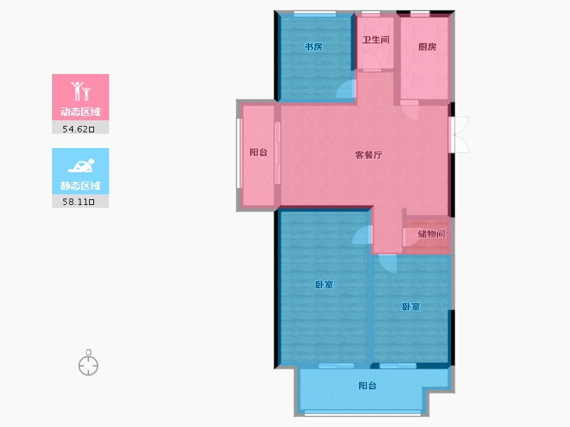 江苏省-镇江市-新城吾悦广场·金樾公馆-101.00-户型库-动静分区