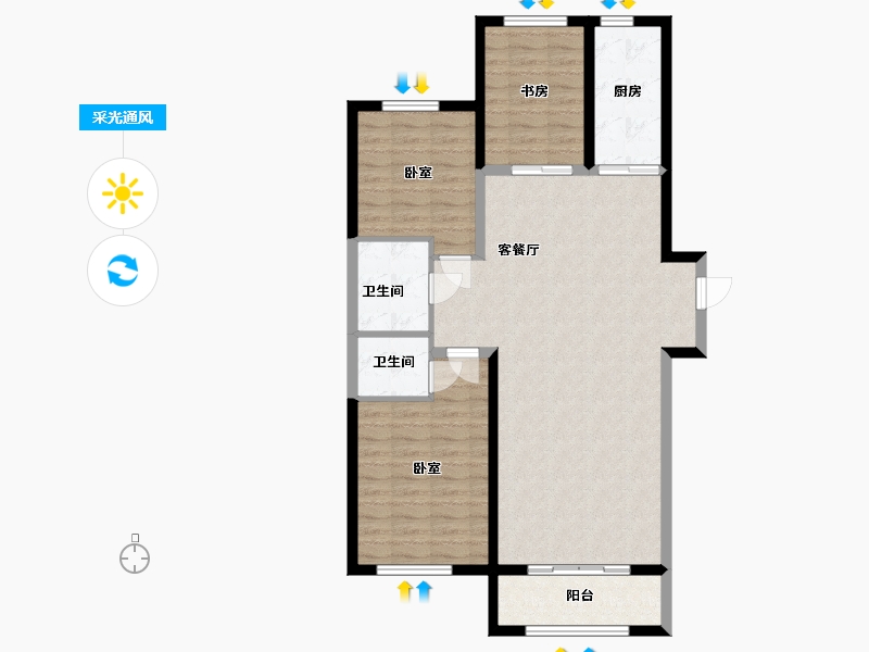 吉林省-四平市-巨展•活力城-96.25-户型库-采光通风