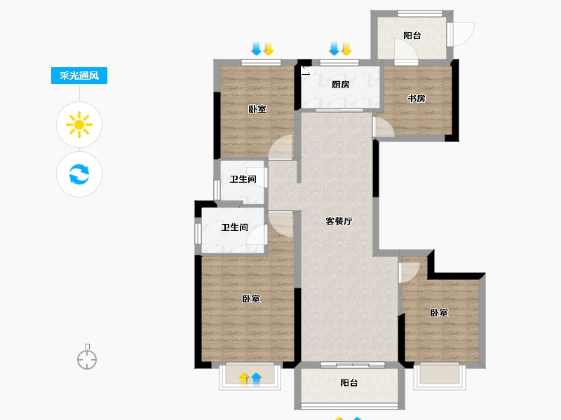 浙江省-宁波市-溪悦江南大院-101.99-户型库-采光通风