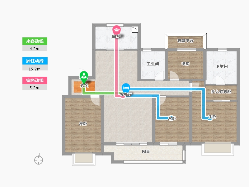 浙江省-宁波市-富力·湖滨天地-111.00-户型库-动静线