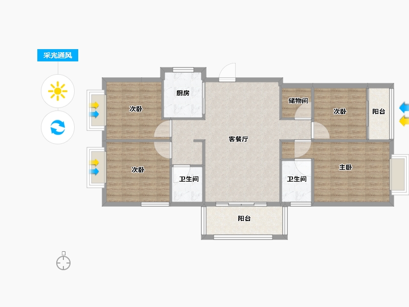 福建省-南平市-新城中心御峰-107.00-户型库-采光通风