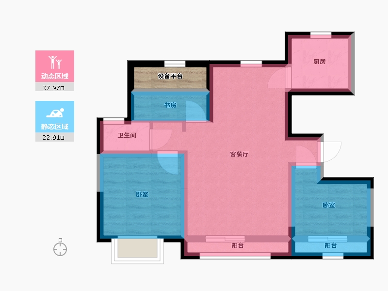 宁夏回族自治区-银川市-巨力·公园悦府-54.77-户型库-动静分区