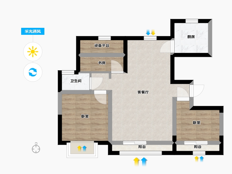 宁夏回族自治区-银川市-巨力·公园悦府-54.77-户型库-采光通风